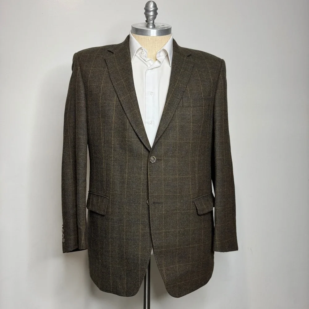 Alexander‎ Julian Mens American Modern Blazer Jacket Wool Alpaca Plaid 44L